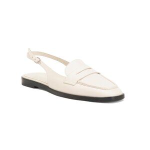 STUART WEITZMAN Linen Made In Spain Leather Ivy Slingback Loafers